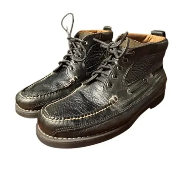 L. L. Bean Chukka Black Leather Boots Jackman Ranger Moccasin Men's Size 8.5 - Picture 3 of 13